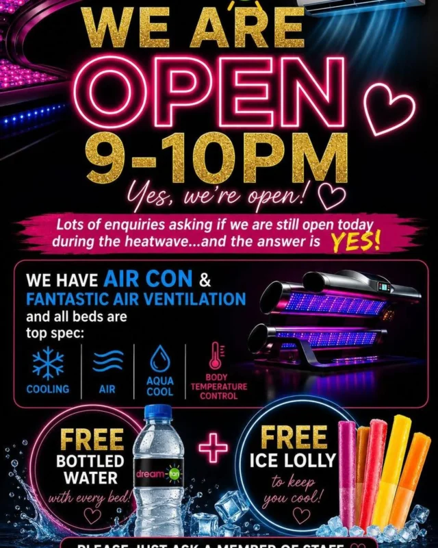 We are open!  #DreamTan #Kingswinford #GlowUp #sunbeds #mydreamtan